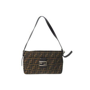FENDI Zucca Mamma Bucket Shoulder Bag Brown Leather